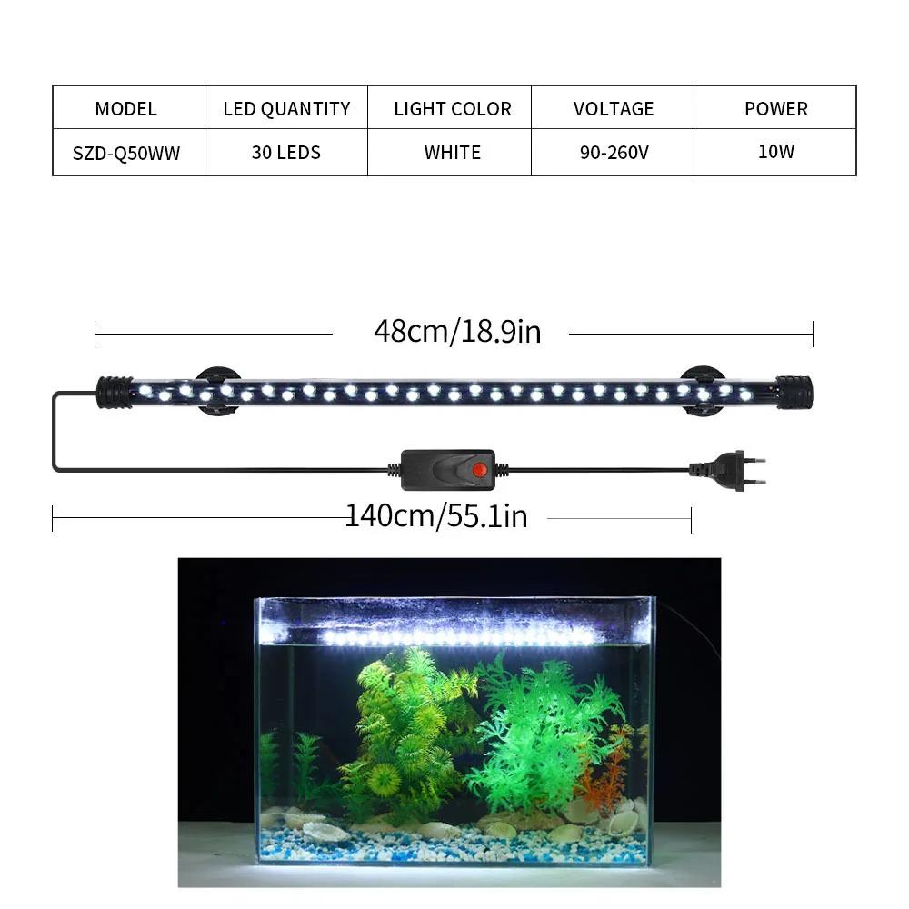 Pflanzenwachstumslicht Aquarium LED-Licht Wasserdicht Fischbeckenlicht 18-48CM Unterwasser-Aquarien Dekor Beleuchtung 90-260V 5730 Chip