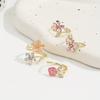 4pcs Set of Alloy Rhinestone Imitation Pearl Oil Painting Stacked Ring Set. Fashionable, Elegant And Sexy Flower Pink Series Rhinestone Imitation Pear