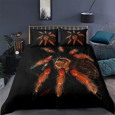 Tarantel Druck Bettwäsche Set King Full 3D Druck Schwarze Spinne Bettbezug Set Insekten Thema Für Junge Teenager Polyester Bettwäsche Set