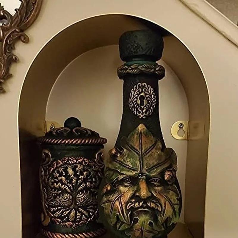 New Witch Bottle Celestial Body Home Decoration Ornaments Moon Water Bottle Face Painting Teng Vase Resin Ornaments
