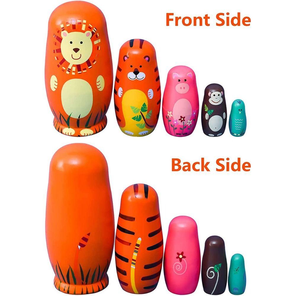 Handmade Matryoshka Doll Toys Animals Pattern Stacking Dolls Ornament Nesting Dolls  Kids Toy