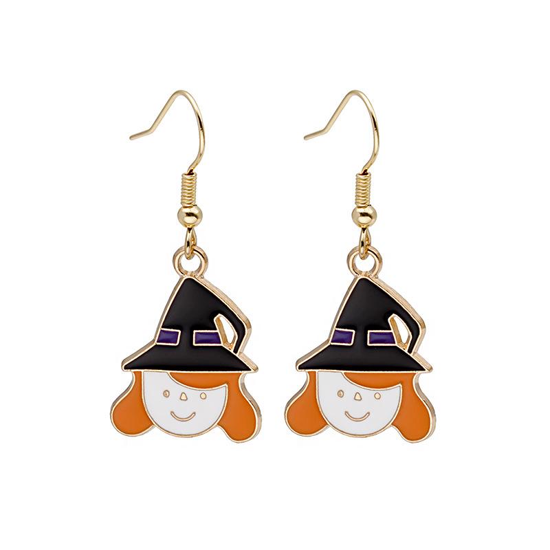 

Popular Halloween Earrings Series, Simple Halloween Pumpkin Head Earrings, Alloy Drip Earrings