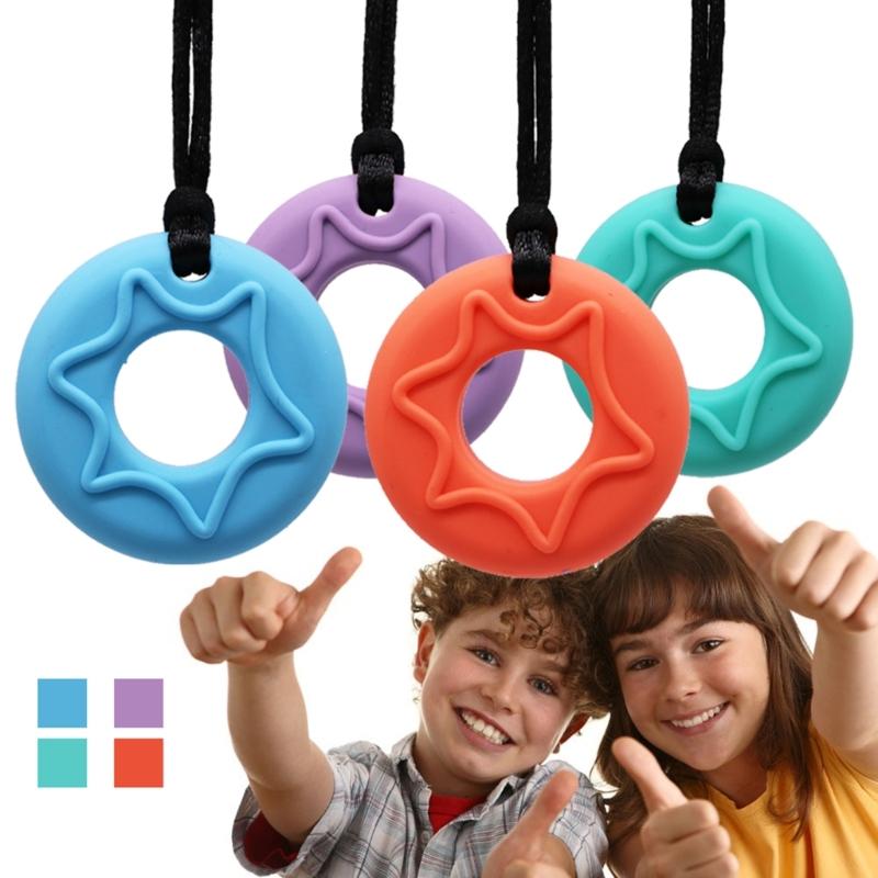 Chewable Pendant Necklace for Children or Adults with Chewing Needs, Sensory Chewing Teether Toy for Boys and Girls