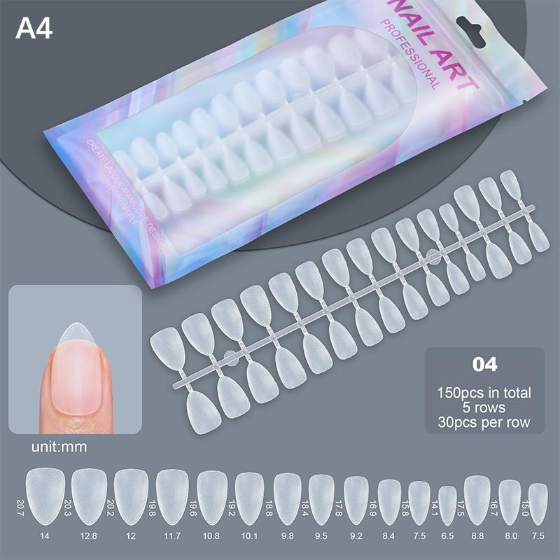Short Matte False Nails Full Cover Coffin Square Almond Press On False Nails Soft Gel Nail Tips, Manicure Extension Tools 150Pcs