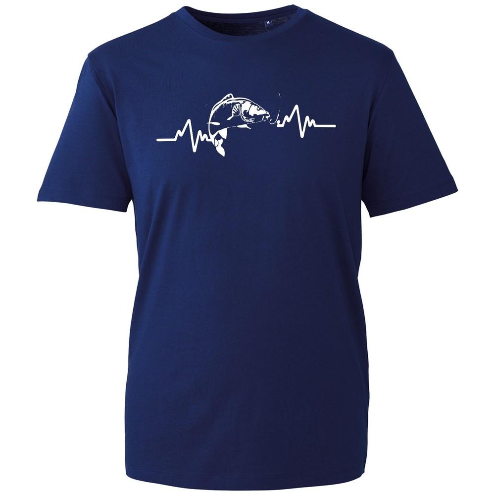Fishing Unisex T Shirt Bass Fish Heartbeat Graphic Tee Funny Angler Cotton Top S