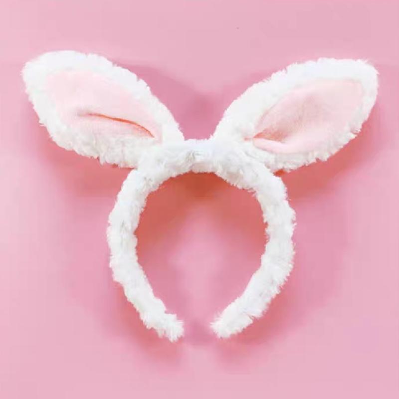 Soft Headband with Bunny Ears Plush Animal Hair Hoop Fluffy Easter Christmas Cosplay Cartoon Theme Party Costume