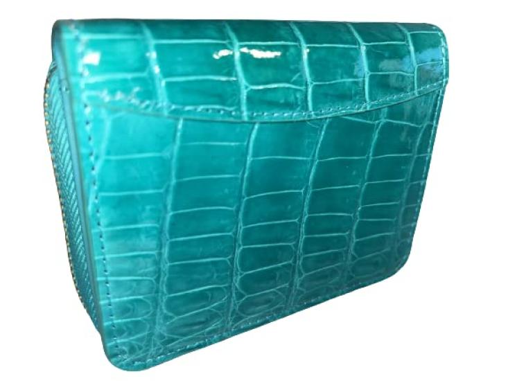 

GUODI Бифолд Кошелек, Натуральная Кожа Крокодила, Блестящий (застекленный) Отделка, для мужчин и женщин, HL-9769-CRS (Бирюзово-синий)