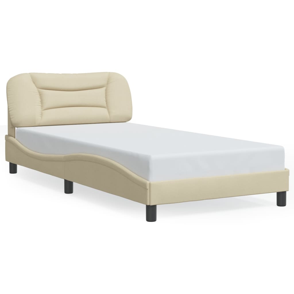 Vidaxl Rama Łóżka Z Led Bez Materaca Kremowa 100X200 Cm Tkanina