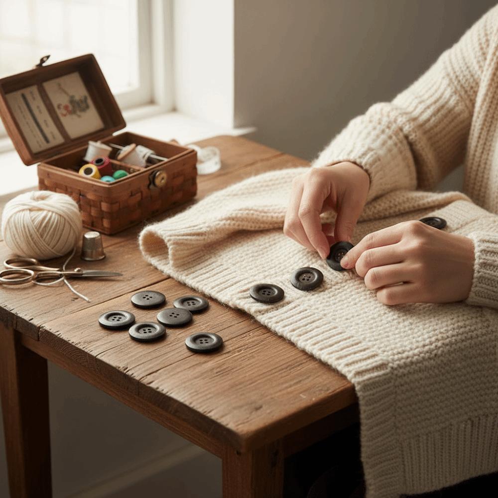30pcs 40mm Craft Sewing Buttons 4 Holes Round Wood Buttons Vintage Style Coat Buttons  DIY Crafts