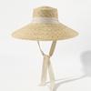 European American Long Streamer Wide Brim Straw Hat for Women, Large Beach Sun Cap with Wheat Straw, Vacation