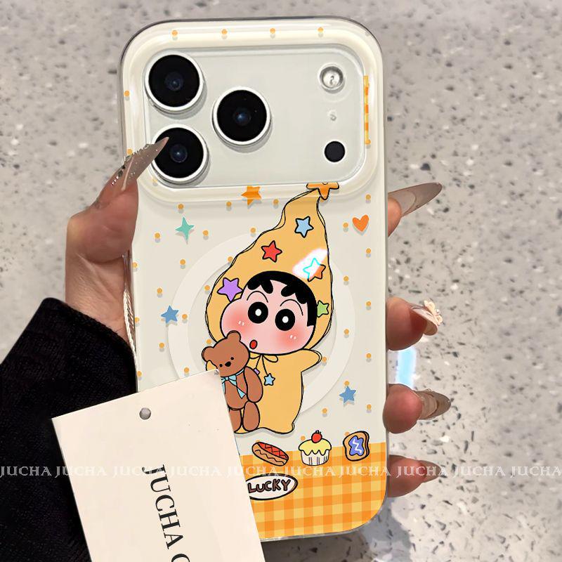 

Cartoon Cute iPhone Case for Apple 17 Pro Max/16 Plus: Artistic Shin-chan Love Star Design XR