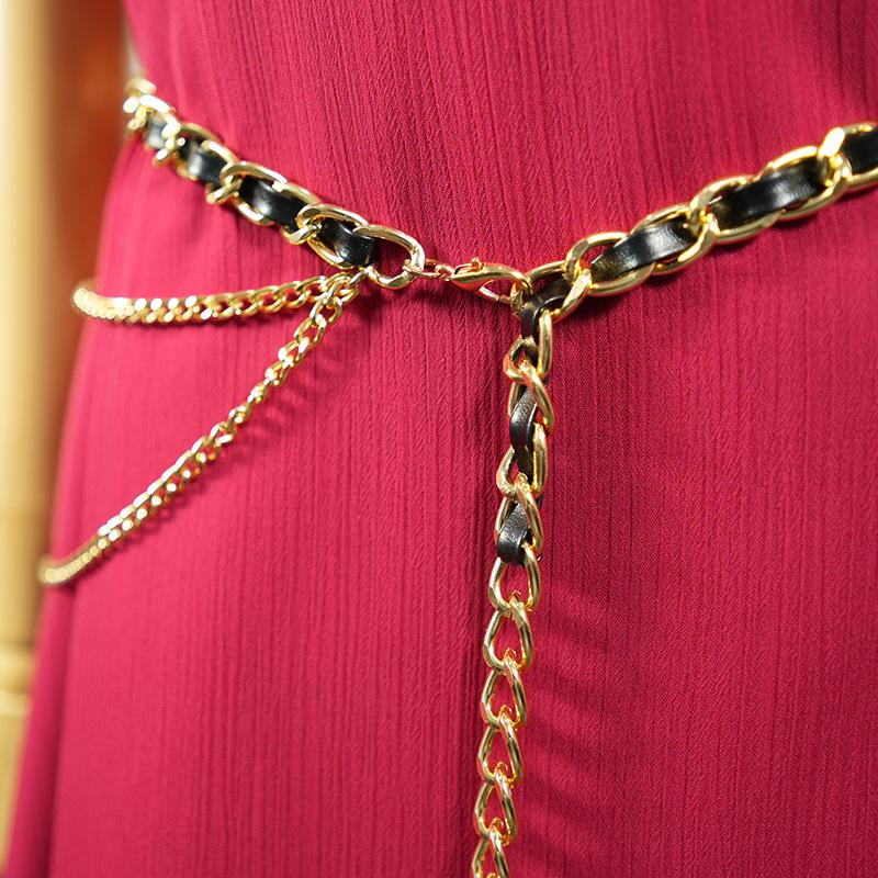 Women's High-End Metal Chain Waist Belt - Woolen Dress Accessory with Fragrant Style