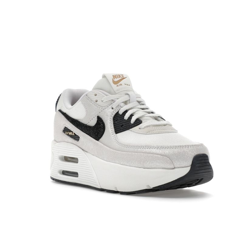 Nike  Air Max 90 LV8 White Metallic Gold Black Women Sneakers Team-Red HQ3497-100