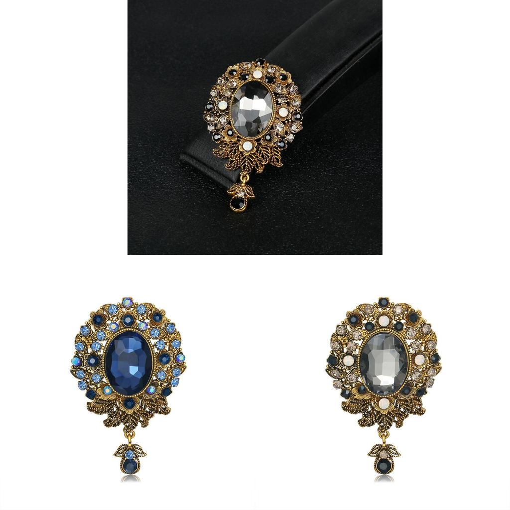 Geometric Alloy Crystal Brooch For Women Men Vintage Fashion Accessory