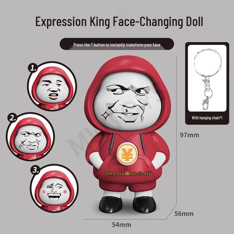 La Bu Face-Changing Doll Keychain: Trendy Cartoon Gift & Creative Decompression Toy Pendant