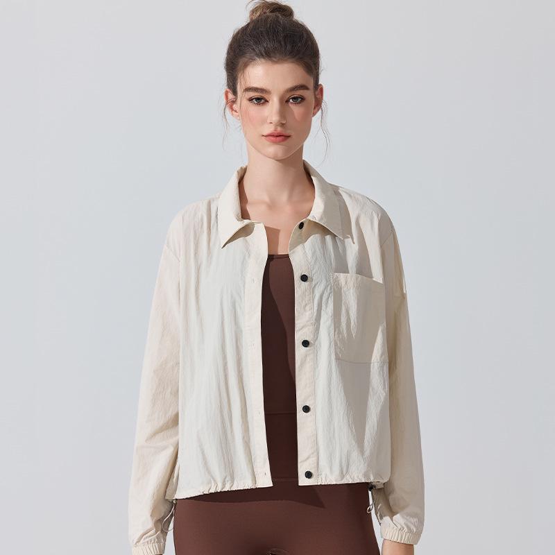 

Women s Lightweight Windproof Drawstring Jacket – Casual Loose-Fit for Spring/Autumn L/XL бежевий