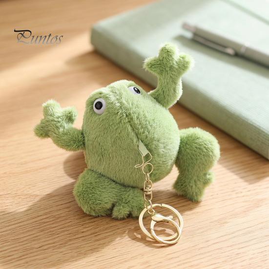 Einzigartiger Tier-Schlüsselanhänger Niedlicher Frosch Plüsch-Schlüsselanhänger, Weiches Stofftier-Anhänger mit Erhabener Pfote, Cartoon-Geschenk für Liebhaber Taschenanhänger Rucksack, Mini-Puppe