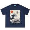 Japanese Style Hokkaido Wave Print T Shirt Unisex Unisex Vintage Tshirt Summer Shortsleeved Loose Casual Cotton Oversized Tshirts