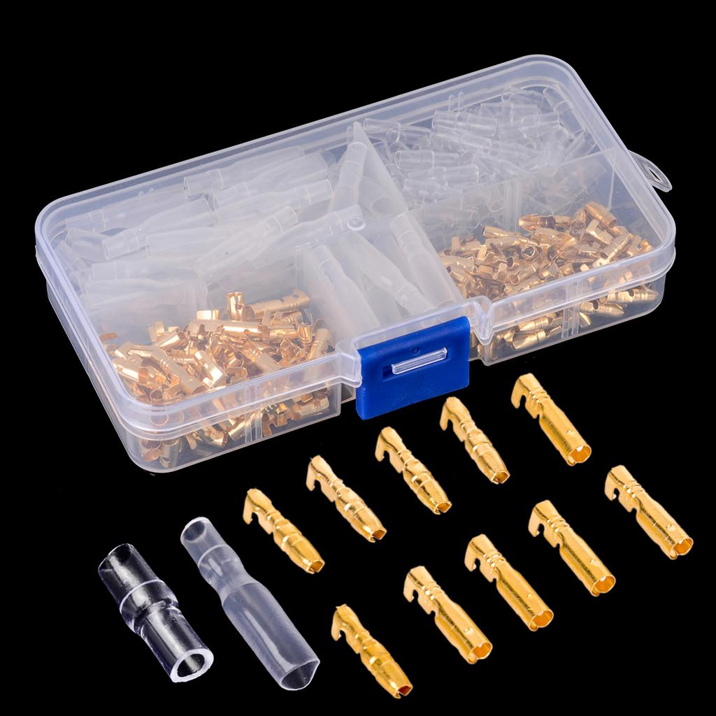 120pcs 3.5mm Brass Bullet Connector Terminal Male & Female with Cover