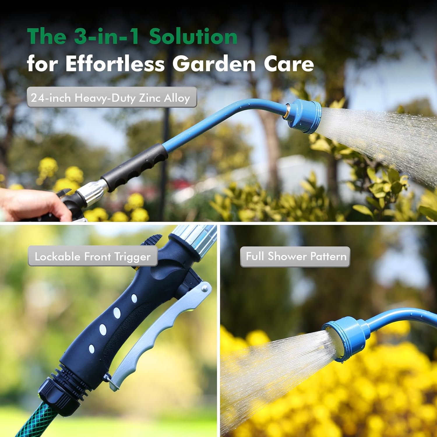

Inches Watering Wand, Gentle Soft Full Shower Sprayer Wand with Lockable Front Trigger, Hose Wan United States