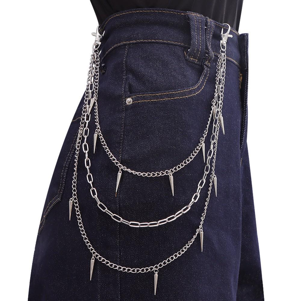 Chaîne de taille multicouche Hip Hop Punk Métal Rivet Bijou pour Performance Scénique
