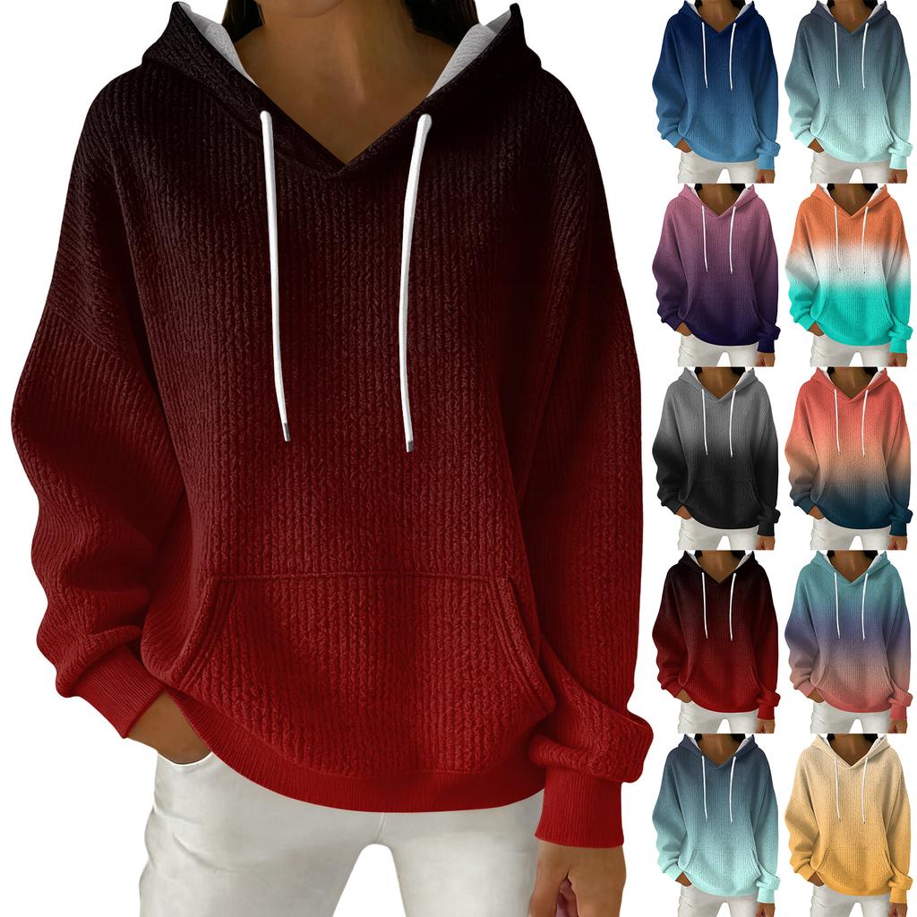 Women's Fashion Casual Gradient Print Pullover Long-Sleeve Hooded Sweatshirt