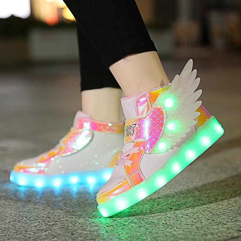 LED Light-Up Kids' Dance Shoes - 7-Color Flashing Sneakers for Boys & Girls, Ages 6-10