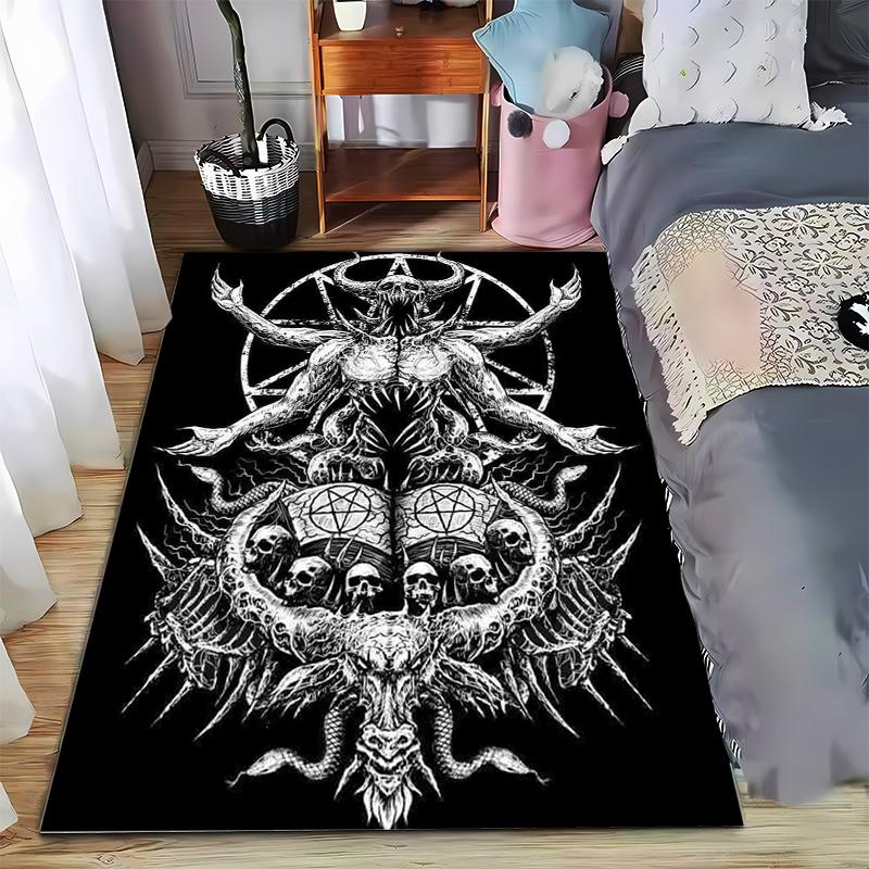 "Dark Occult Illustration Carpet with Baphomet Design and Mystical Symbolic Art" Suitable for use as an anti-slip for room and bedroom sofas