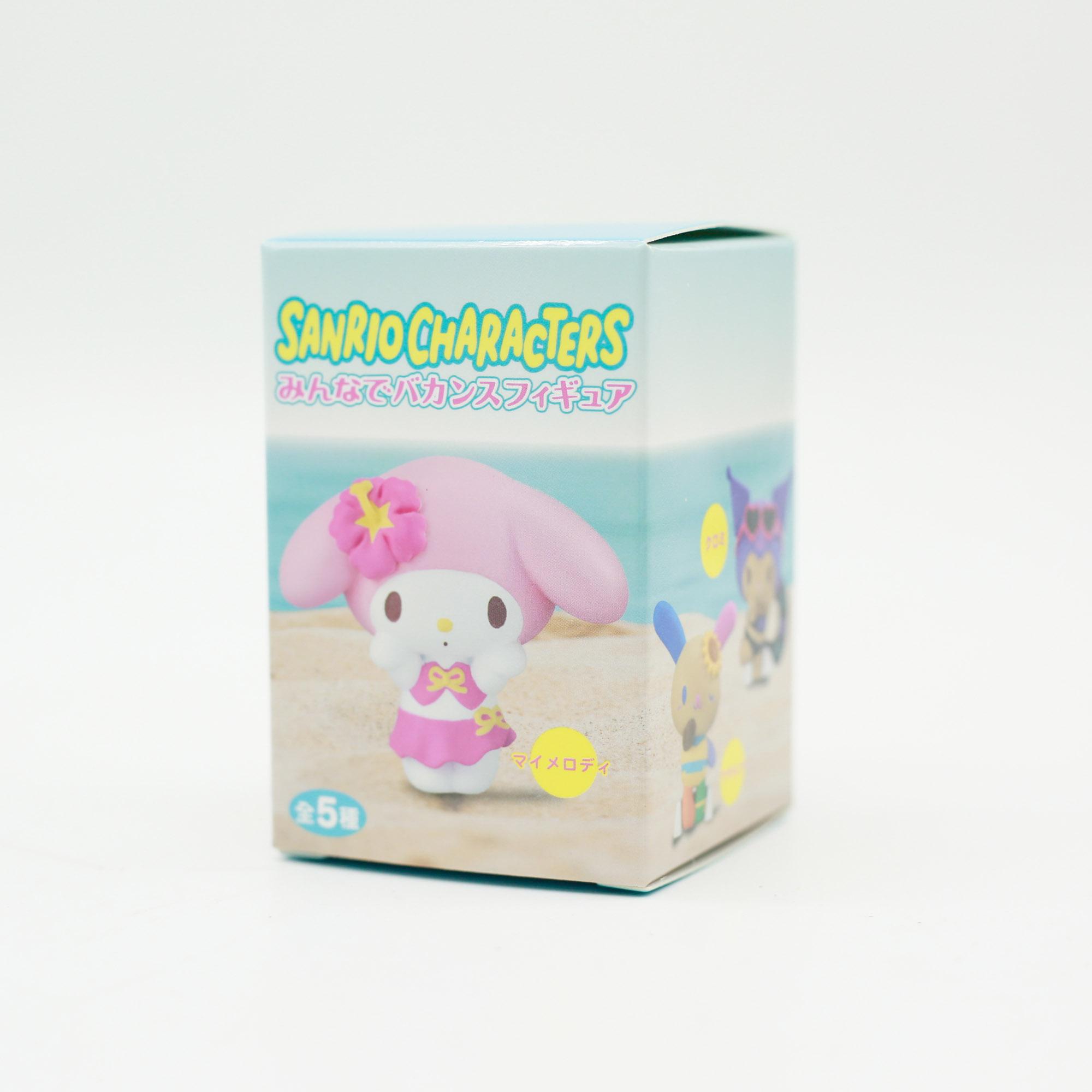 

Sanrio Anime Figure Hello Kitty Kuromi Black Skin Kt Cat Melody Summer Seaside Vacation Series Blind Box Toy Ornament Kid Gifts
