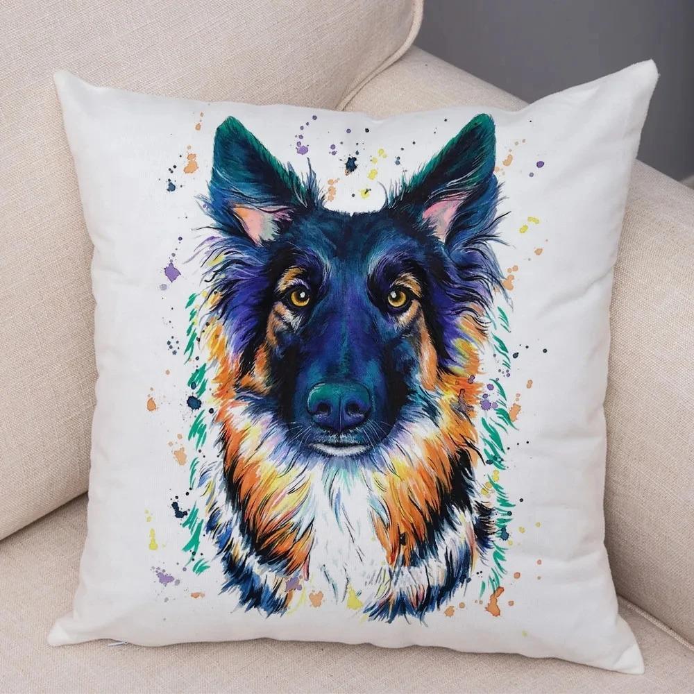 

Милая акварельная наволочка с рисунком собаки для украшения автомобиля, офиса, гостиной, дивана, дома 40x40cm