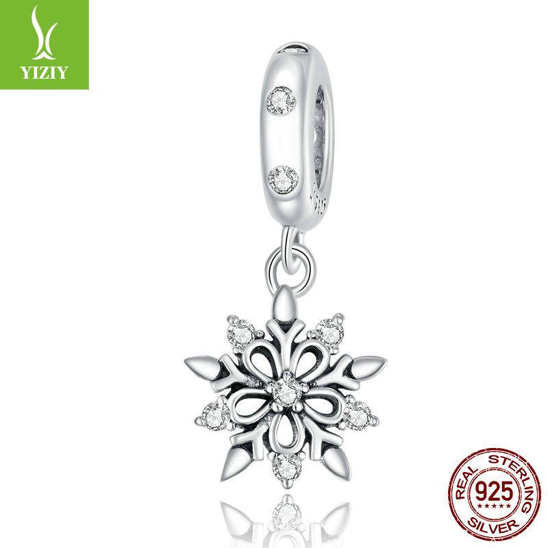 Winter Snowflake Diy Bracelet Beaded Accessories, Christmas S925 Silver Pendant