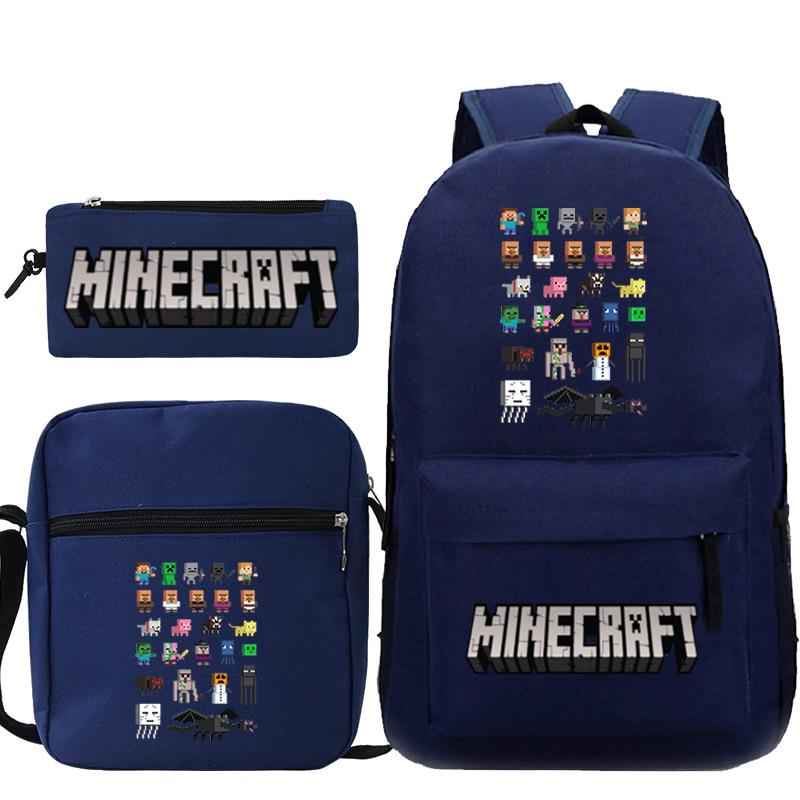 Minecraft Primary And Secondary School School Bag Children'S Backpack Backpack Shoulder Bag Pencil Case Three-Piece Set