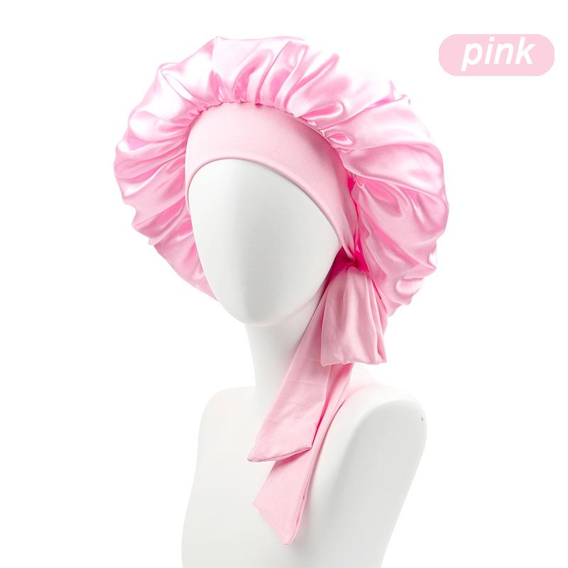 

Новая женская однотонная двусторонняя атласная шапочка для вьющихся волос, двухслойная регулируемая шапочка для сна, эластичная шапочка для волос, ночная шапочка для ухода за волосами