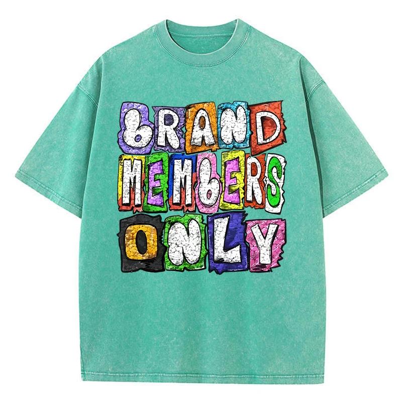 Cotton Womens Acid Wash T-Shirts Brand Members Only Letter Printed Tees Distressed Crewneck Oversized Tops Female Clothes
