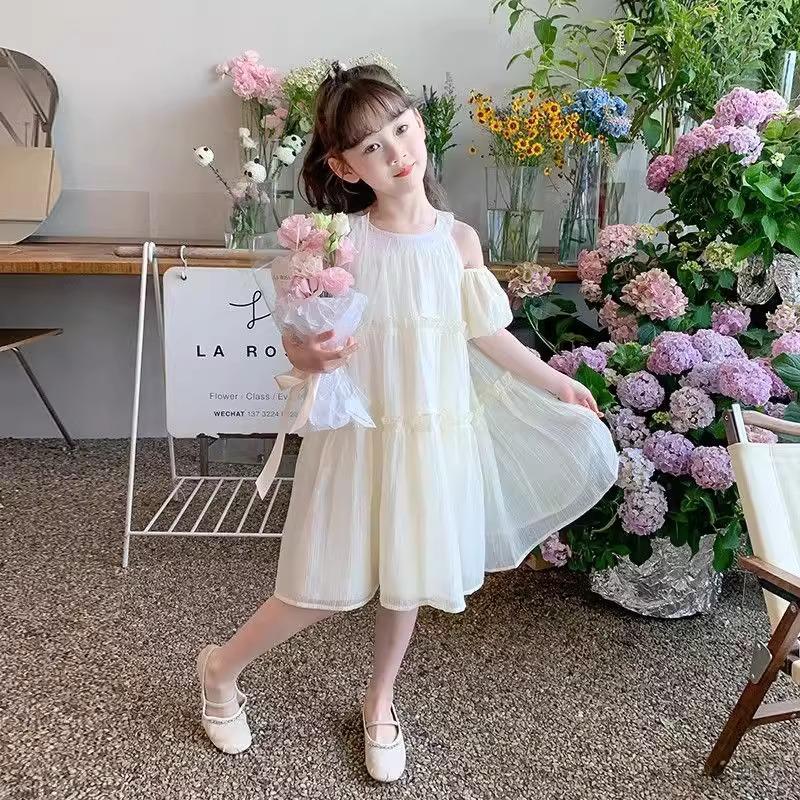 Girls' 2024 Summer Chiffon Princess Sling Dress – Fashionable and Trendy
