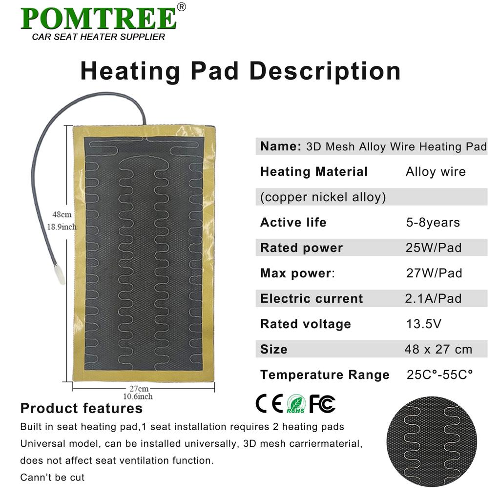 108W Built-in Car Seat Heater Kit Fit 2 Seats,12V 4Pcs Universal Alloy Wire Heating Pads with 3 Levels Control Switch System