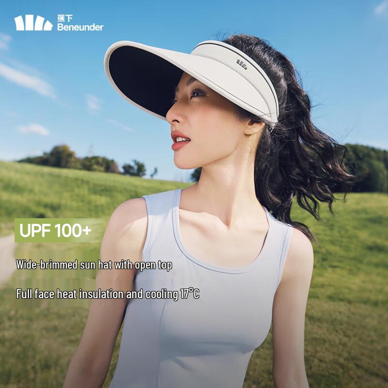 Beneunder Black Gel Topless UV Protection Sun Visor Hat for Women