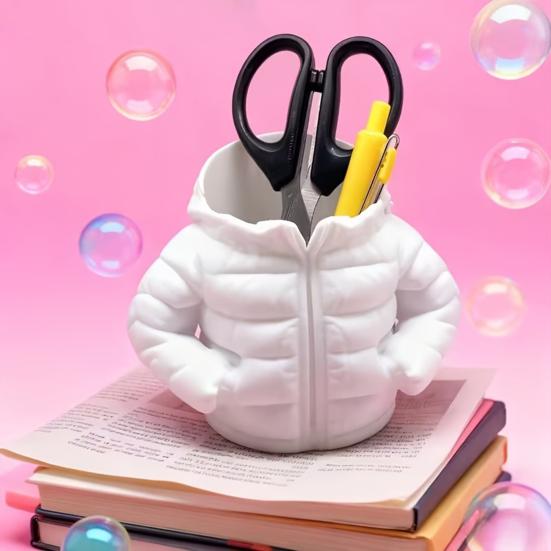 Down Jacket-Shaped Pen Holder Creative Desk Organizer for Makeup Brushes And Stationery Creative Unique School Supplies