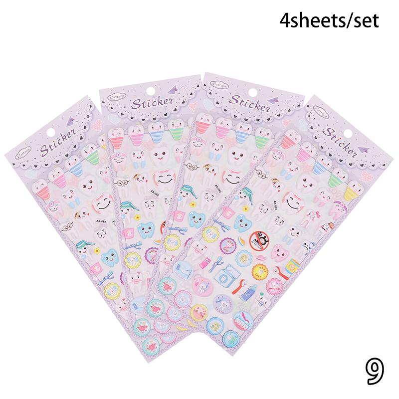 4 шт. Форма корінного зуба Милі стоматологічні наклейки у формі зуба Мультяшні зуби для стоматолога Стоматологічної клініки Дитячий Подарунок Дитячий Декор для стоматології