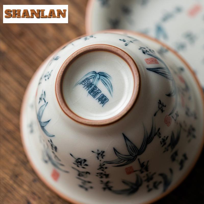 130ml Ru Kiln Three-talent Gaiwan Ancient Tea Tureen Tea Bowl With Lid Kit Tea Brewing Cover Bowl Tea Items Supplies Collection