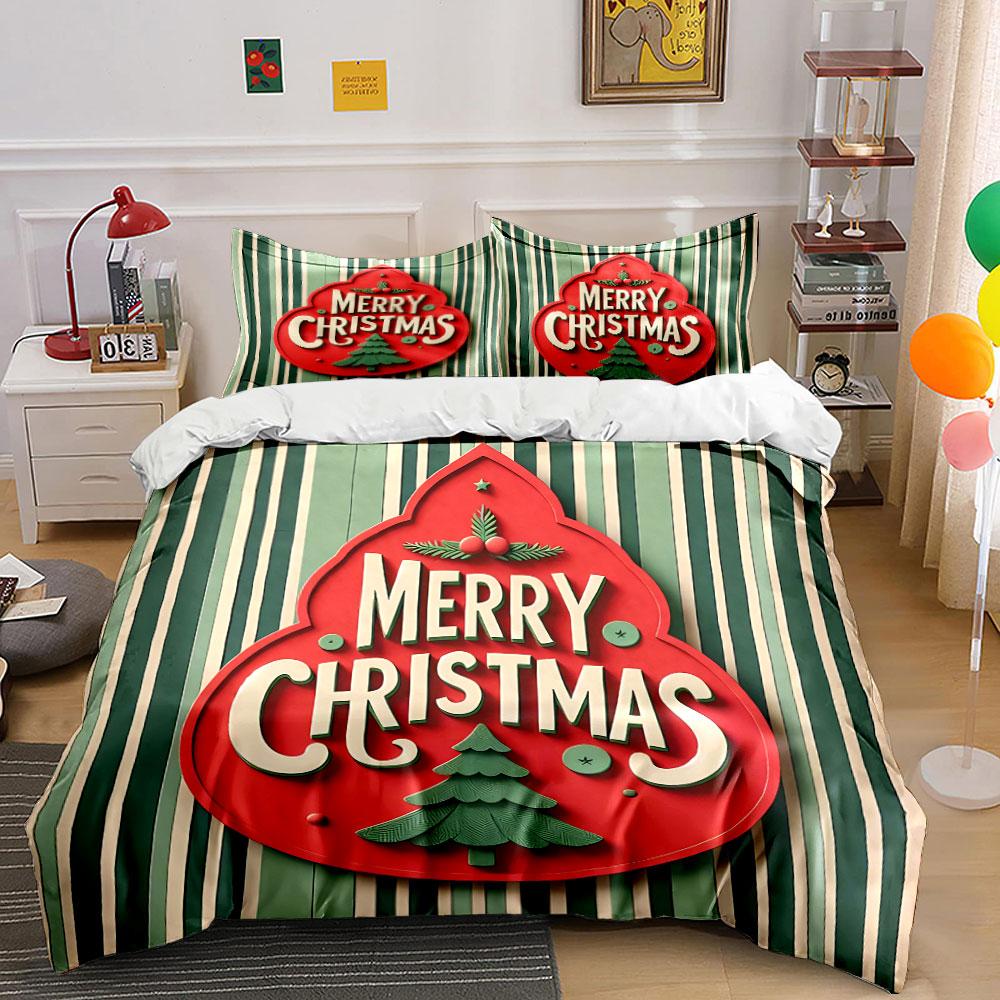 Merry Christmas Sign Set Bedding Duvet Cover Set Duvet Cover Pillowcases (1*Duvet Cover 2*Pillowcases, Without Duvet Insert)