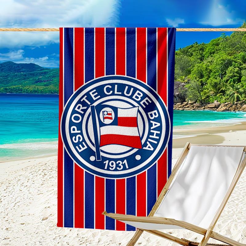 Bahia Fc Crest Emblem Printed Beach Towel, Super Soft Microfiber, Perfect Gift Birthday, for Pool, Beach, Travel, for Family and Friends