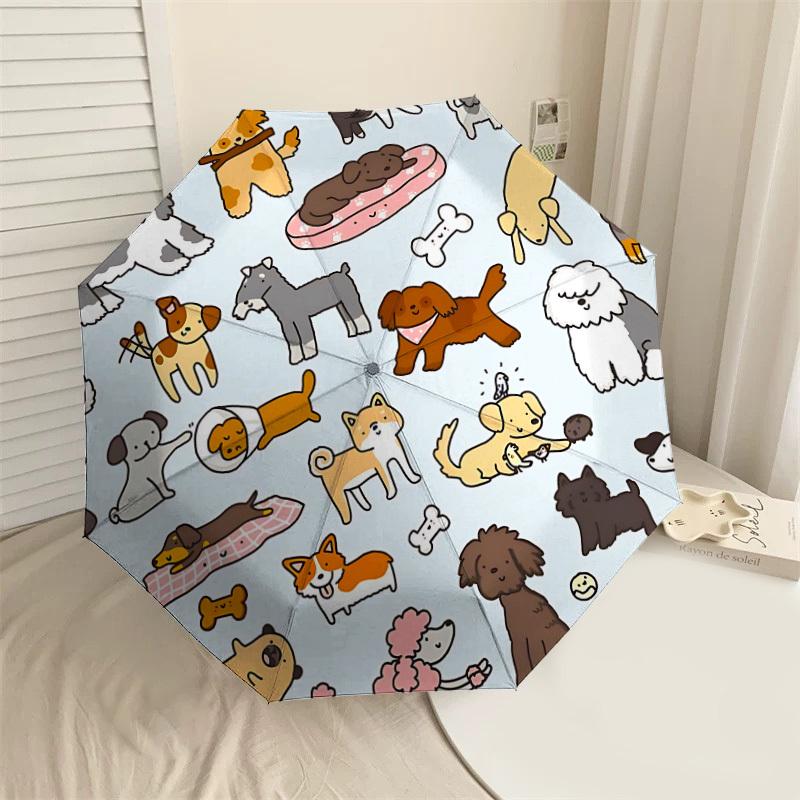 1PC dog pattern Umbrella-8-Rib Reinforced, Automatic Open, Lightweight & Durable, Cute Fashion Accessory for Outdoor, Beach, or Casual Use, Beach Umbr