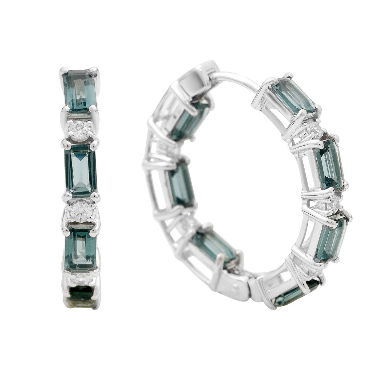 

Серебряные серьги с топазом Лондон Блю 3.98ct, фианитами (2204534) синій