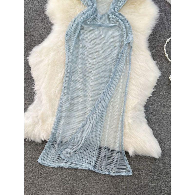 European and American Socialite Waist-Tight Cutout Sling Dress Mesh