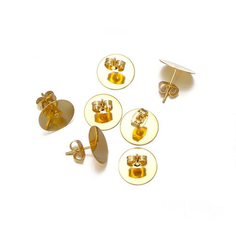 50pcs/lot Stainless Steel Blank Post Earring Studs Base Pin With Earring Plug Ear Back For DIY Earrings Jewelry Making Accessory