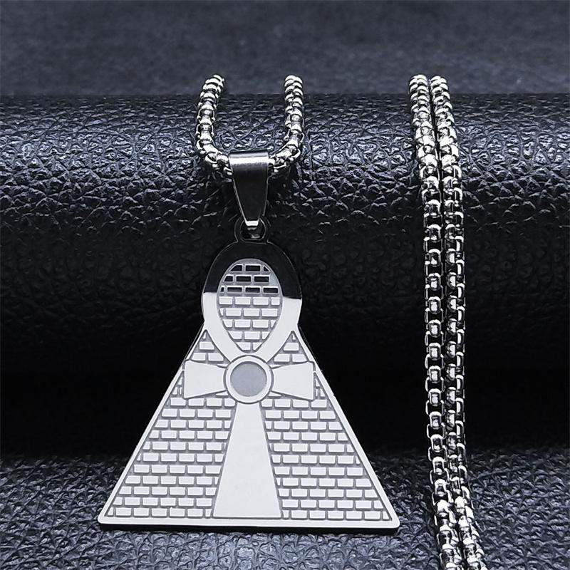 Egypt Ankh Cross Key of Life Pendant Necklace for Women Men Stainless Steel Amulet Egyptian Chain Necklace Jewelry Cruz Egipcia