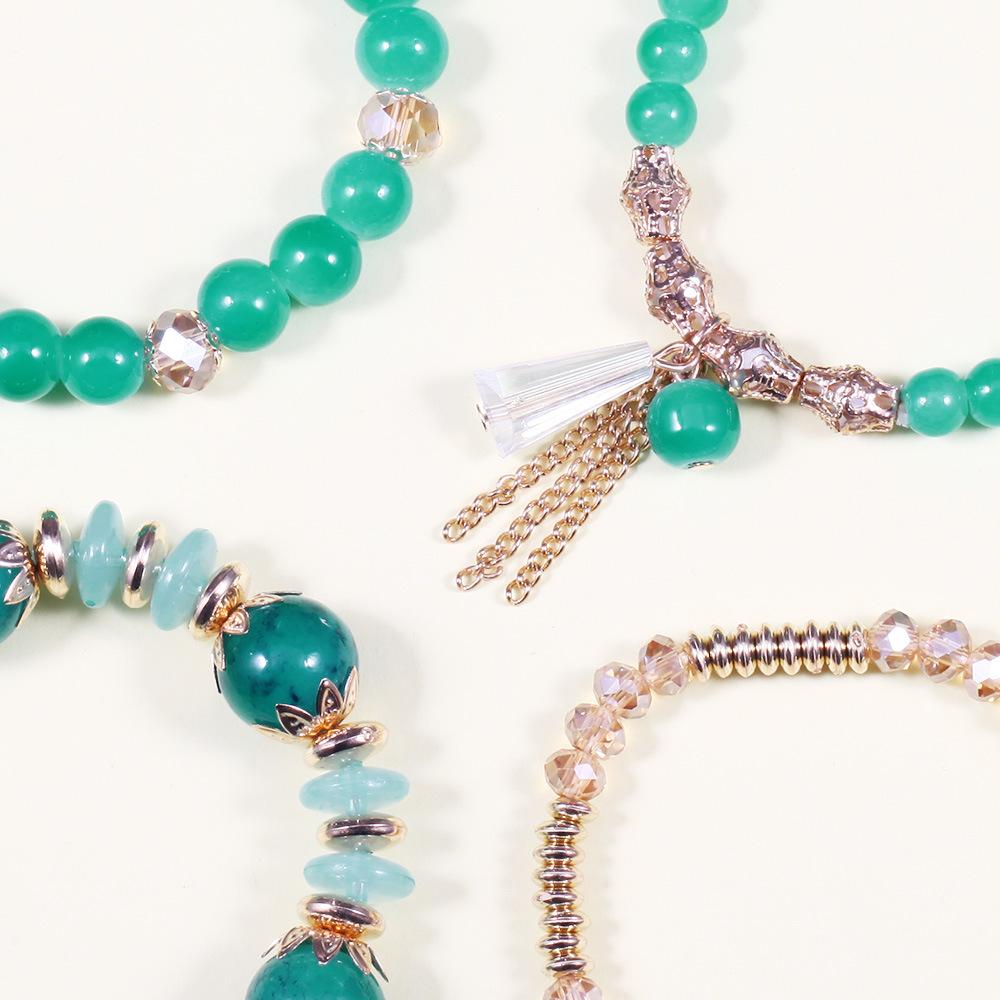 Bohemian Bracelet, Chain, Tassel, Stained Glass, Electroplated Crystal Bracelet, Four Packs