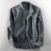 Men's Casual Cotton Linen Shirts Long Sleeve Men Slim Mandarin Collar Shirts
