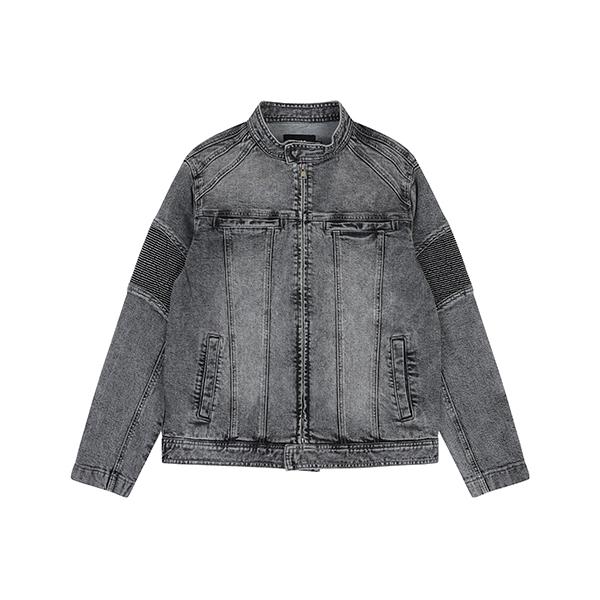 Jambangee Herren Raucher Reißverschluss Spitze Biker Jeansjacke_Ao3Ddj502-Gy